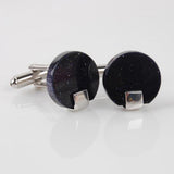 Maxbell Stainless Steel Men Cuff Link Cufflinks - Black Stone+Wide Fine Thread Knot Cufflinks