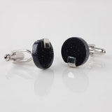 Maxbell Stainless Steel Men Cuff Link Cufflinks - Black Stone+Wide Fine Thread Knot Cufflinks