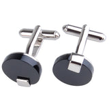Maxbell Stainless Steel Men Cuff Link Cufflinks - Black Stone+Wide Fine Thread Knot Cufflinks