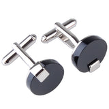 Maxbell Stainless Steel Men Cuff Link Cufflinks - Black Stone+Wide Fine Thread Knot Cufflinks