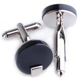 Maxbell Stainless Steel Men Cuff Link Cufflinks - Black Stone+Wide Fine Thread Knot Cufflinks