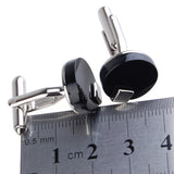 Maxbell Stainless Steel Men Cuff Link Cufflinks - Black Stone+Wide Fine Thread Knot Cufflinks