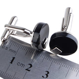 Maxbell Stainless Steel Men Cuff Link Cufflinks - Black Stone+Wide Fine Thread Knot Cufflinks