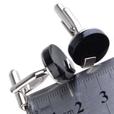 Maxbell Stainless Steel Men Cuff Link Cufflinks - Black Stone+Wide Fine Thread Knot Cufflinks
