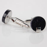 Maxbell Stainless Steel Men Cuff Link Cufflinks - Black Stone+Wide Fine Thread Knot Cufflinks