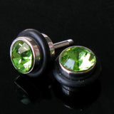 Maxbell Mens Earring Ear Stud Stainless Steel Green CZ Crystal Fake Plug
