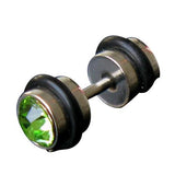 Maxbell Mens Earring Ear Stud Stainless Steel Green CZ Crystal Fake Plug