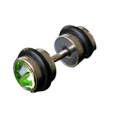Maxbell Mens Earring Ear Stud Stainless Steel Green CZ Crystal Fake Plug