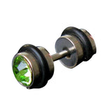 Maxbell Mens Earring Ear Stud Stainless Steel Green CZ Crystal Fake Plug