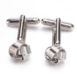 Maxbell Stainless Steel Men Cuff Link Cufflinks - Black Stone+Wide Fine Thread Knot Cufflinks