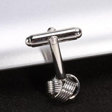 Maxbell Stainless Steel Men Cuff Link Cufflinks - Black Stone+Wide Fine Thread Knot Cufflinks