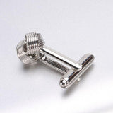 Maxbell Stainless Steel Men Cuff Link Cufflinks - Black Stone+Wide Fine Thread Knot Cufflinks