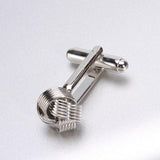 Maxbell Stainless Steel Men Cuff Link Cufflinks - Black Stone+Wide Fine Thread Knot Cufflinks