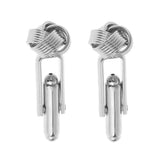 Maxbell Stainless Steel Men Cuff Link Cufflinks - Black Stone+Wide Fine Thread Knot Cufflinks
