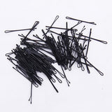 Maxbell 100pcs Black Plated Flat Top Hair Bobby Pins 55mm