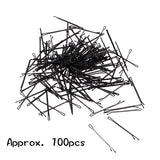 Maxbell 100pcs Black Plated Flat Top Hair Bobby Pins 55mm