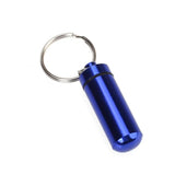 Aluminum Alloy Water-proof Air-tight Pill Fob Pill Case Pill Box Pill Holder with Keychain - Royal Blue+Aluminum Alloy Water-proof Air-tight Pill Fob Pill Case Pill Box Pill Holder with Keychain - Black+Aluminum Alloy Water-proof Air-tight Pill Fob Pill C