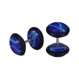 Maxbell Pair Fake Cheater Ear Stretcher Expander 16G Stem Plug Stud Earring Blue