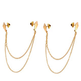 Maxbell 2Pcs Triangle Punk Brooch Collar Chain Necklace Collar Clip Gold