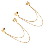 Maxbell 2Pcs Triangle Punk Brooch Collar Chain Necklace Collar Clip Gold