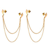 Maxbell 2Pcs Triangle Punk Brooch Collar Chain Necklace Collar Clip Gold