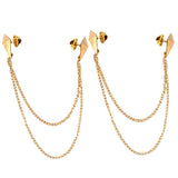 Maxbell 2Pcs Triangle Punk Brooch Collar Chain Necklace Collar Clip Gold