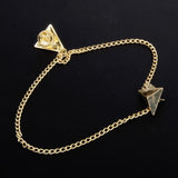 Maxbell 2Pcs Triangle Punk Brooch Collar Chain Necklace Collar Clip Gold