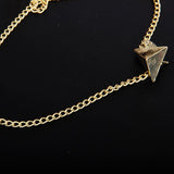 Maxbell 2Pcs Triangle Punk Brooch Collar Chain Necklace Collar Clip Gold