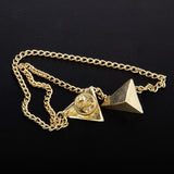 Maxbell 2Pcs Triangle Punk Brooch Collar Chain Necklace Collar Clip Gold