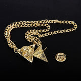 Maxbell 2Pcs Triangle Punk Brooch Collar Chain Necklace Collar Clip Gold