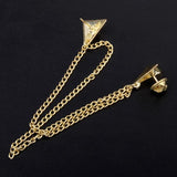 Maxbell 2Pcs Triangle Punk Brooch Collar Chain Necklace Collar Clip Gold