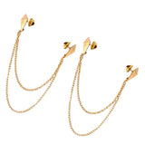 Maxbell 2Pcs Triangle Punk Brooch Collar Chain Necklace Collar Clip Gold