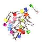 Maxbell 20Pcs Assorted Dice Lip Studs Chin Tongue Rings Bars Labret Body Piercing Jewelry