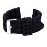 Maxbell Black Silicone Rubber Watch Strap Band Curved Stainless Steel Buckle Waterproof 22mm