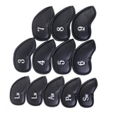 Maxbell Maxbell Set of 12 Black PU Leather Golf Club Head Cover Wedge Iron Putter Protective Headcovers