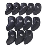 Maxbell Maxbell Set of 12 Black PU Leather Golf Club Head Cover Wedge Iron Putter Protective Headcovers