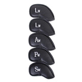 Maxbell Maxbell Set of 12 Black PU Leather Golf Club Head Cover Wedge Iron Putter Protective Headcovers