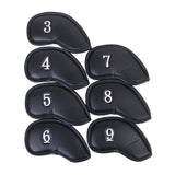 Maxbell Maxbell Set of 12 Black PU Leather Golf Club Head Cover Wedge Iron Putter Protective Headcovers