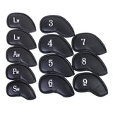 Maxbell Maxbell Set of 12 Black PU Leather Golf Club Head Cover Wedge Iron Putter Protective Headcovers