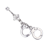 Maxbell Double Hand Cuff Crystal Barbell Dangle Navel Belly Ring Piercing Jewelry