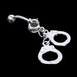 Maxbell Double Cuffs Crystal Barbell Dangle Navel Belly Ring Piercing Jewelry