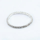 Maxbell 3 Stk.Fashion Silver Tone Crystal Rhinestone Ankle Anklet Bracelet Single Row Elastic