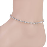 Maxbell 3 Stk.Fashion Silver Tone Crystal Rhinestone Ankle Anklet Bracelet Single Row Elastic
