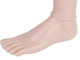 Maxbell 3 Stk.Fashion Silver Tone Crystal Rhinestone Ankle Anklet Bracelet Single Row Elastic