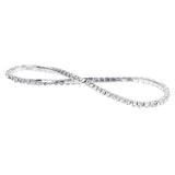 Maxbell 3 Stk.Fashion Silver Tone Crystal Rhinestone Ankle Anklet Bracelet Single Row Elastic