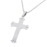 Maxbell Goth 3-layer Stainless Steel Silver Blue Cross Crucifix Pendant Dangle Necklace w/ Chain Christian Unisex
