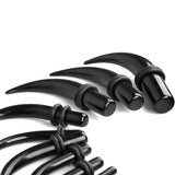 Maxbell 11 Pairs Curved Acrylic Ear Expander Stretcher Taper Stretching Plugs 1.6mm-14mm Black