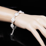 Maxbell Women Silver Plated Alloy Rose Flower Cuff Bracelet Wristband Adjustable