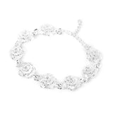Maxbell Women Silver Plated Alloy Rose Flower Cuff Bracelet Wristband Adjustable
