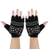 Maxbell 1 Pair Inline Skates Roller Skating Cycling Half Finger Gloves Protective Gear - Black Size M